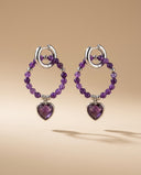 Amethyst Heart Drop Earrings