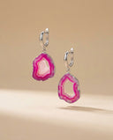 Pink Agate Slice Earrings