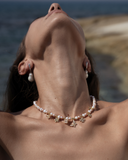 Golden Bloom Pearl Charm Choker