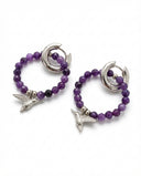 Amethyst Bird Hoop Earrings