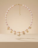 Golden Bloom Pearl Charm Choker