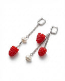 Raspberry Pearl Drop Earrings