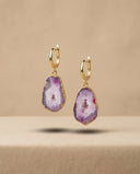 Golden Agate Slice Earrings