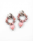Pink Opal Heart Earrings