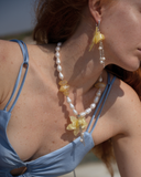 Yellow Orchid Pearl Necklace