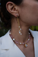 Golden Drift Pearl Chain Earrings