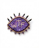 WTF Purple Eye Beaded Brooch