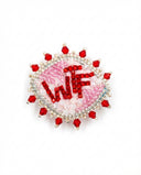 WTF Red Eye Beaded Brooch