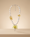 Yellow Orchid Pearl Necklace