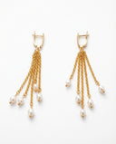 Golden Drift Pearl Chain Earrings