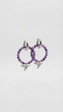 Amethyst Bird Hoop Earrings