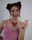 Raspberry Pearl Statement Choker